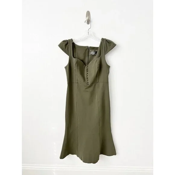 NWT Anthropologie Cecily Fit & Flare Sweetheart Dress XL Moss Green - Picture 4 of 7